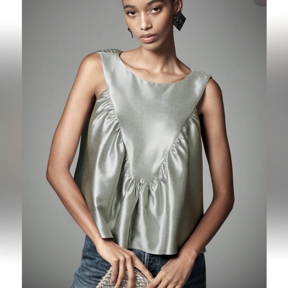 Anthropologie Mare Mare Satin Swing Babydoll Sleeveless Blouse Small